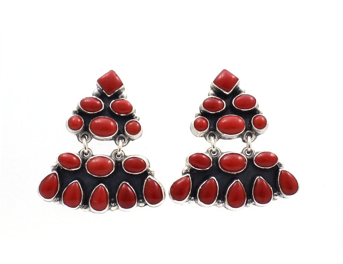 Red Coral Drop Earrings-Jewelry-Don Lucas-Sorrel Sky Gallery