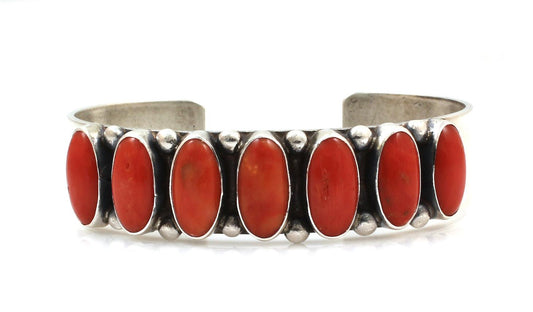 Red Coral Long Oval Cuff-Jewelry-Don Lucas-Sorrel Sky Gallery