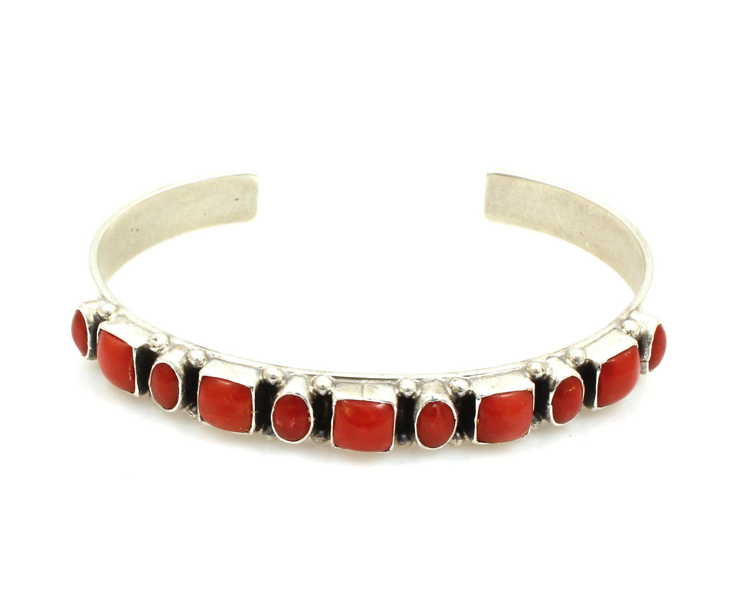 Red Coral Row Cuff Bracelet-Jewelry-Don Lucas-Sorrel Sky Gallery