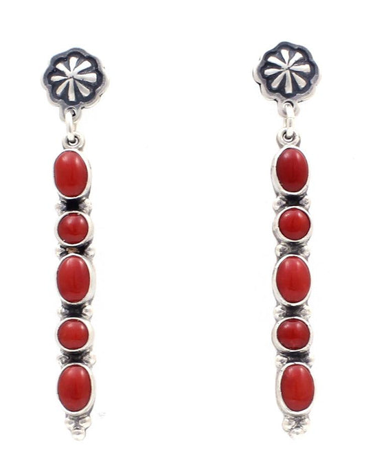 Red Coral Stick Earrings-Jewelry-Don Lucas-Sorrel Sky Gallery
