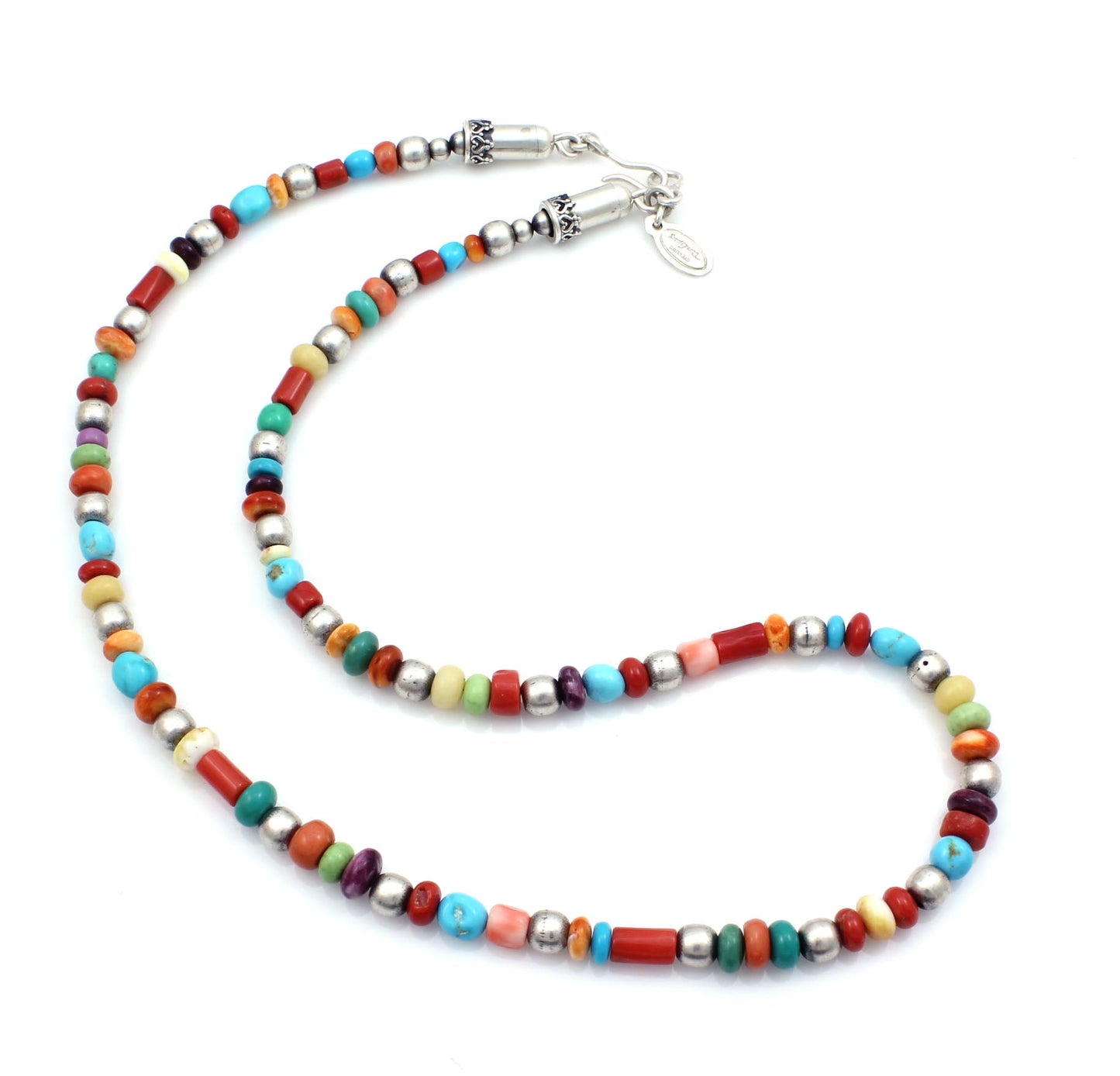 Single Stand - Multi Stone with Silver Bead Necklace-Jewelry-Don Lucas-Sorrel Sky Gallery