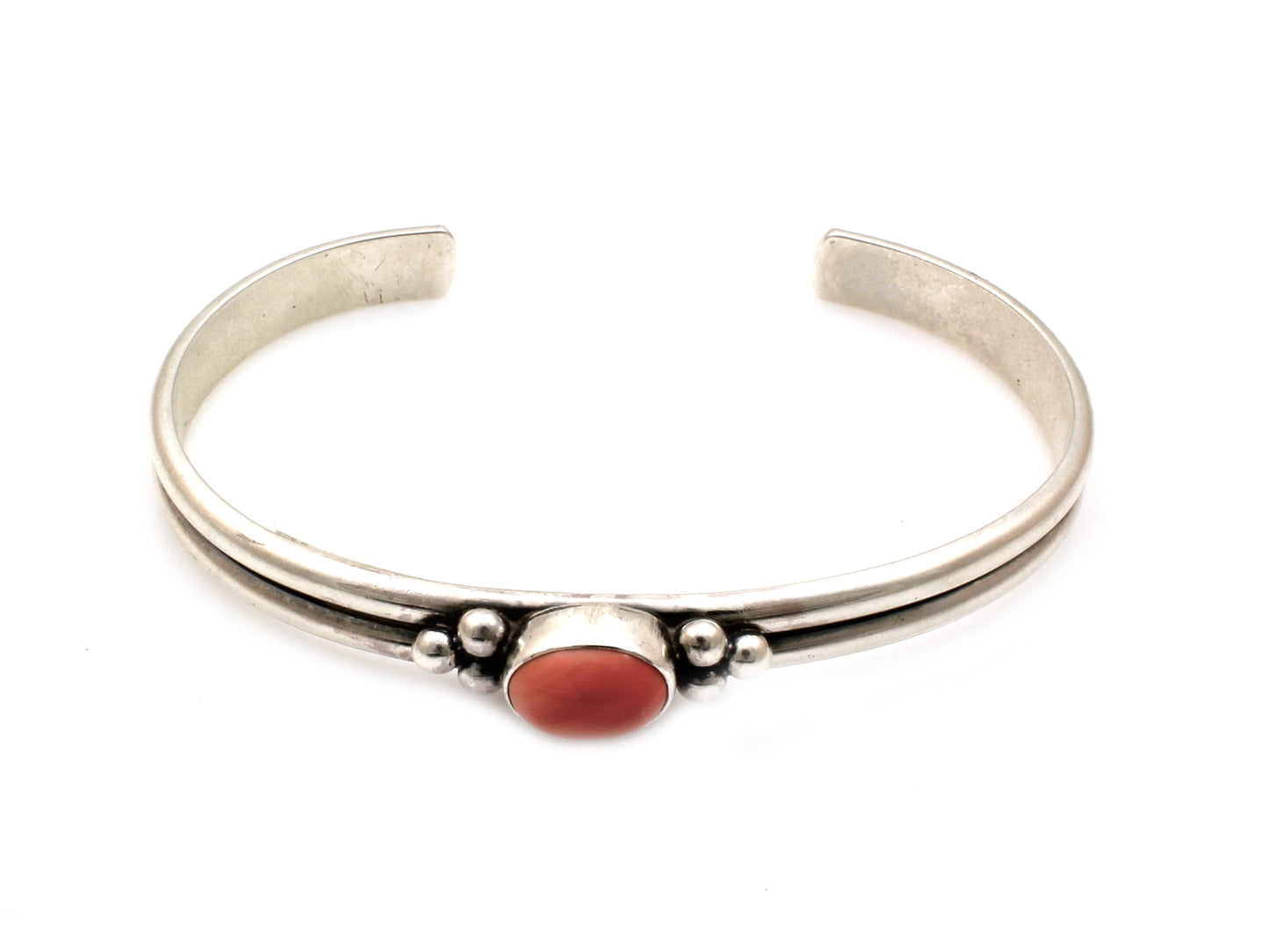 Single Stone Pink Coral Cuff Bracelet-Jewelry-Don Lucas-Sorrel Sky Gallery
