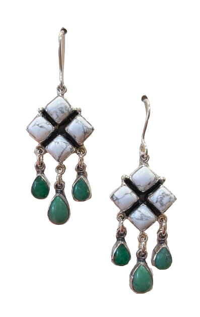 Square and Pearl Drop Earrings-Jewelry-Don Lucas-Sorrel Sky Gallery