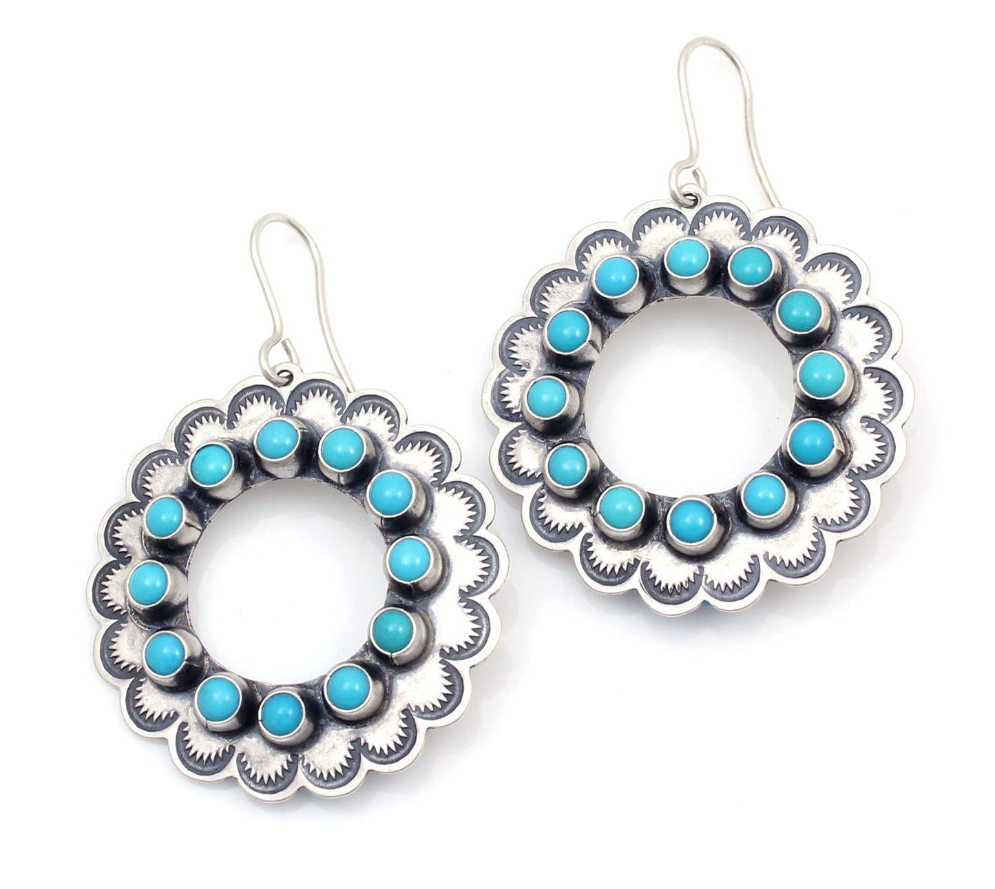 Turquoise Circle Earrings-Jewelry-Don Lucas-Sorrel Sky Gallery