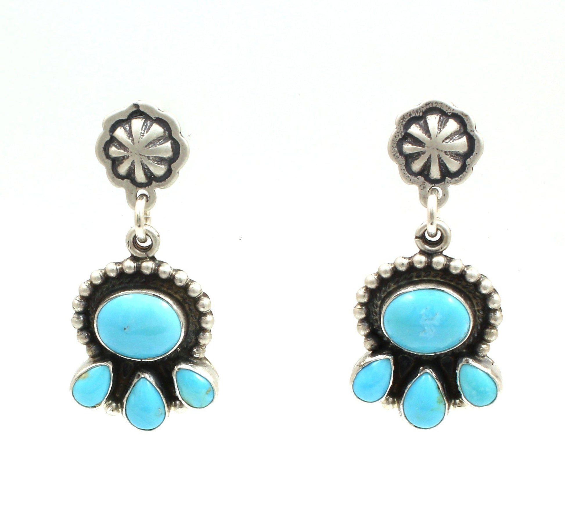 Turquoise Fan Earrings-Jewelry-Don Lucas-Sorrel Sky Gallery