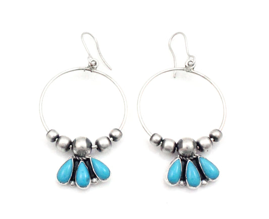 Hoop Earrings with Turquoise Accents-jewelry-Don Lucas-Sorrel Sky Gallery