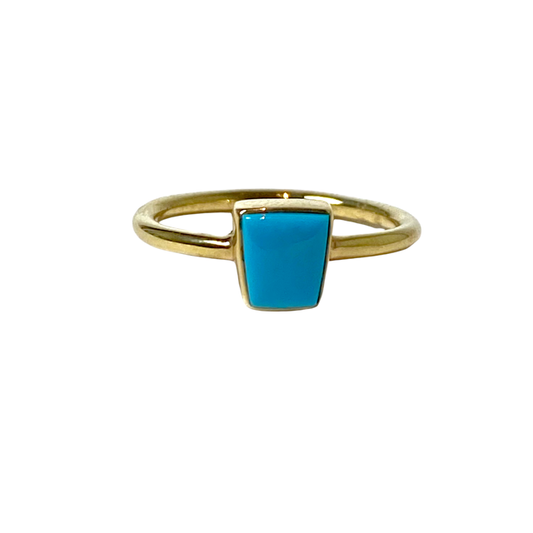 Cerrillos Turquoise & 18K Gold Stackable Ring-Jewelry-Doug Magnus-Sorrel Sky Gallery
