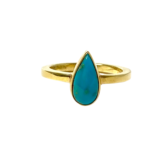 Cerrillos Turquoise & 18K Gold Stackable Ring-Jewelry-Doug Magnus-Sorrel Sky Gallery
