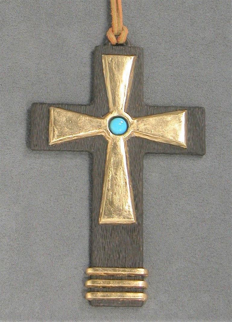 Cross with Gold Leaf-Sculpture-Fred Ortiz-Sorrel Sky Gallery