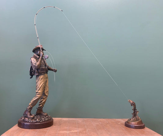 Hooked - Fly Fisherman Maquette-Sculpture-George Lundeen-Sorrel Sky Gallery