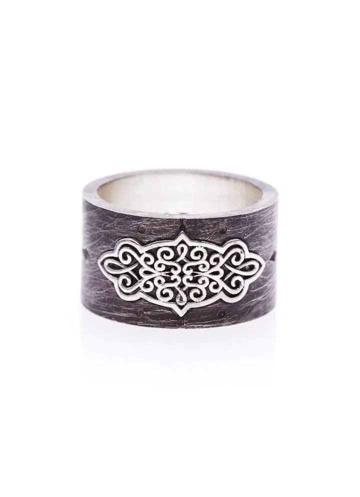 Arabesque Marquise Pattern Ring - Sterling Silver