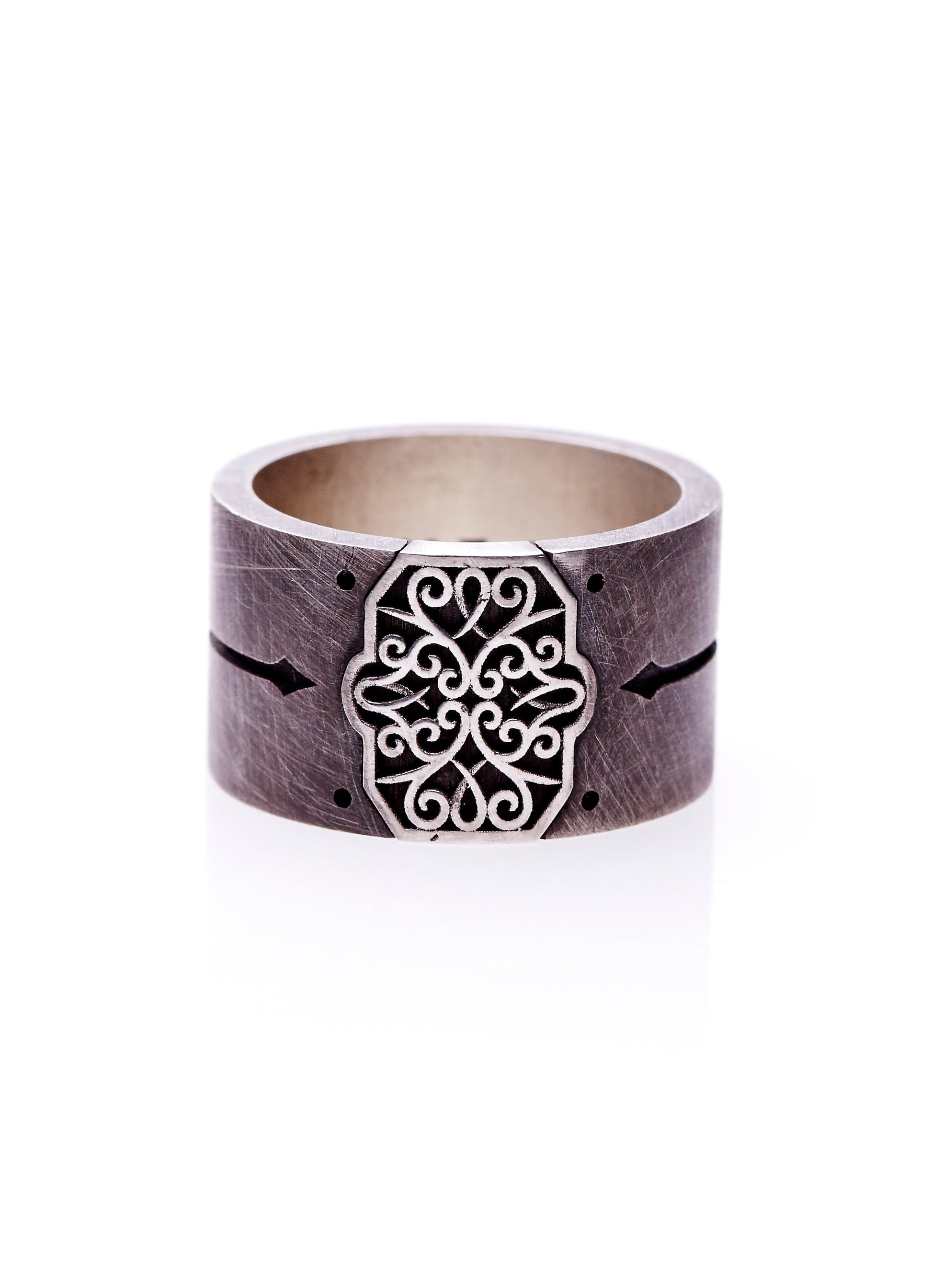 Oxidized Silver Arabesque Pattern Ring-jewelry-Harlin Jones-Sorrel Sky Gallery