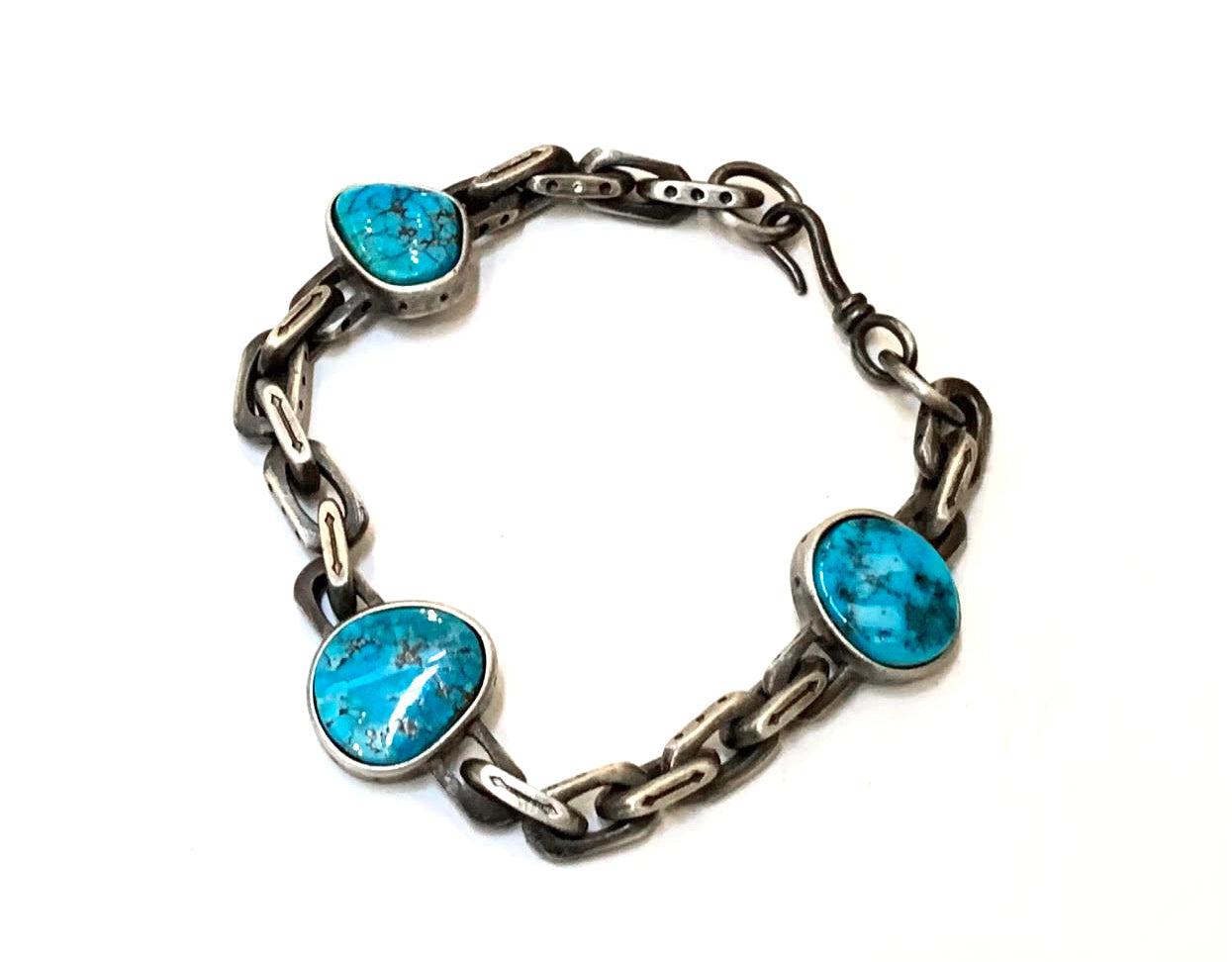 Link Bracelet - 3 x Morenci Turquoise