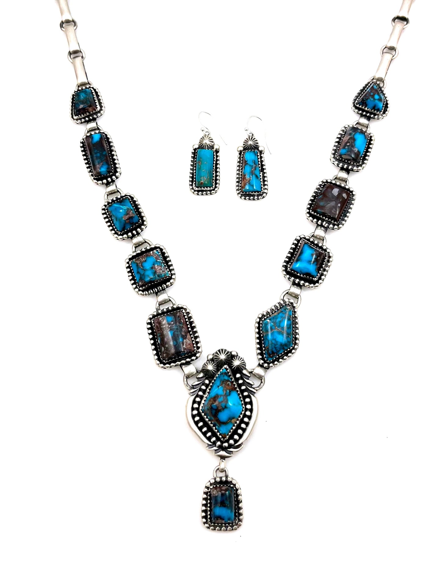 Bisbee Turquoise Necklace and Earrings Set-Jewelry-Jeanette Dale-Sorrel Sky Gallery