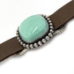 Brown Leather Bracelet with Large Turquoise Stone-jewelry-Jeanette Dale-Sorrel Sky Gallery