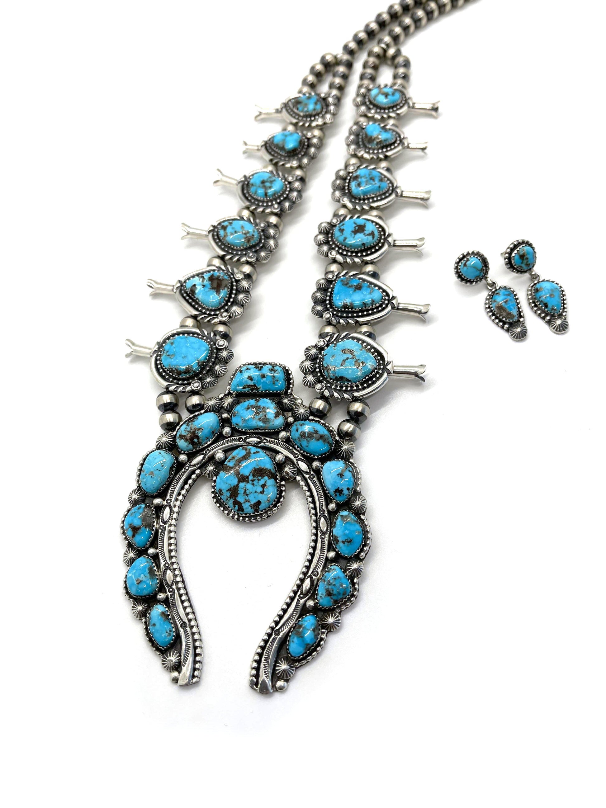 Set - Morenci Squash Blossom & Dangle Earrings-jewelry-Jeanette Dale-Sorrel Sky Gallery