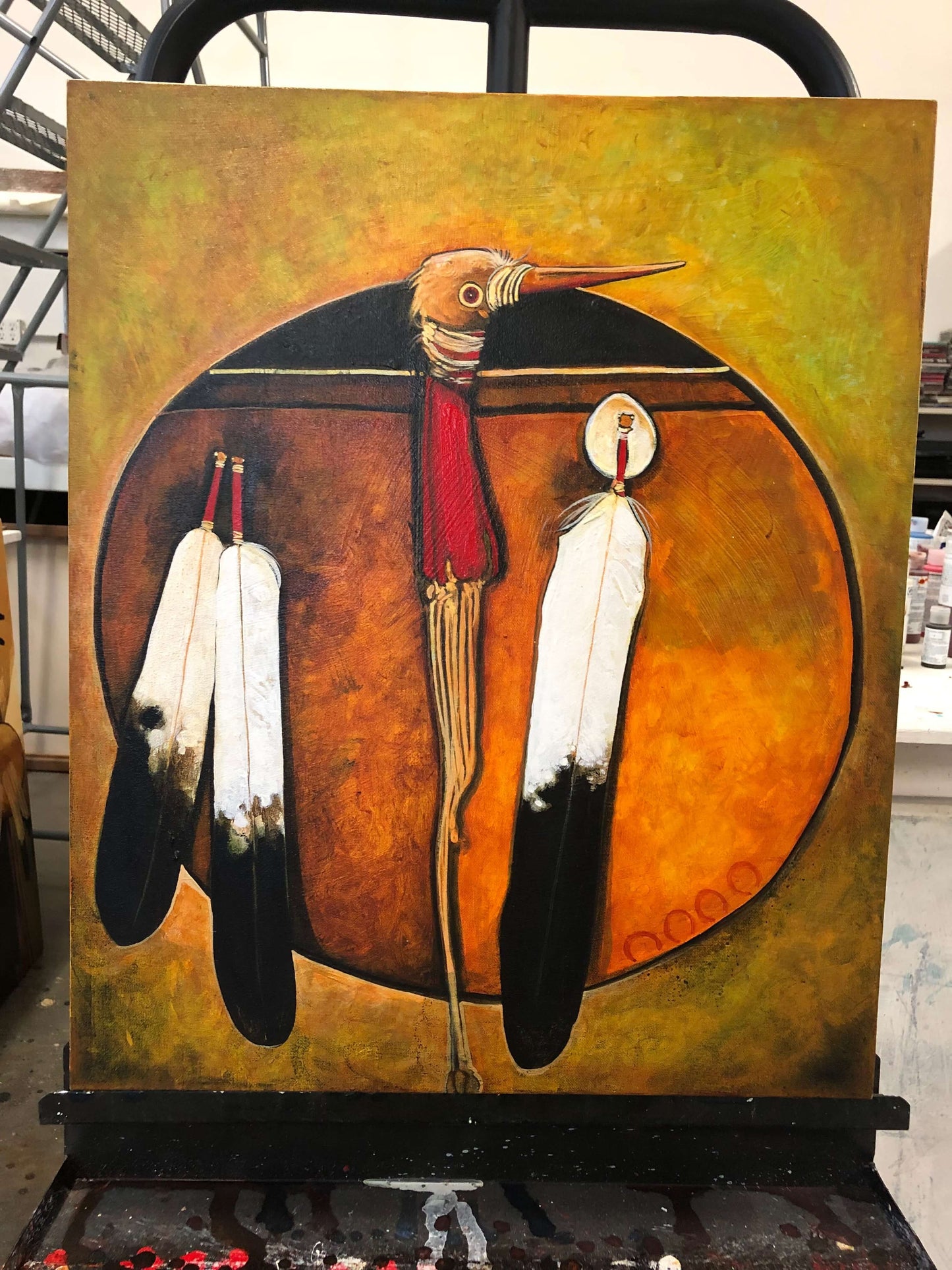 Red Crane Shield-Painting-Kevin Red Star-Sorrel Sky Gallery