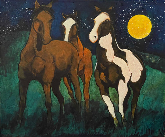 Three Friends Full Moon-Painting-Kevin Red Star-Sorrel Sky Gallery