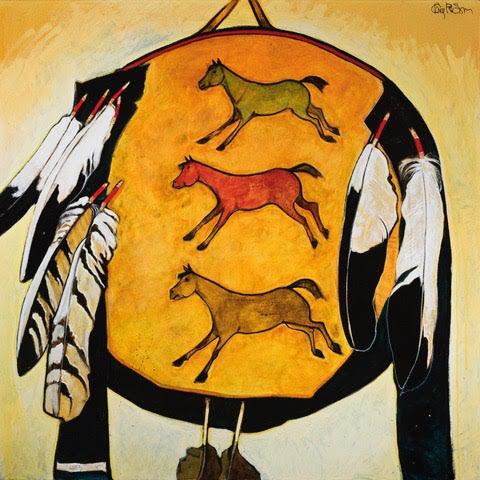 Three Horse Shield-Painting-Kevin Red Star-Sorrel Sky Gallery