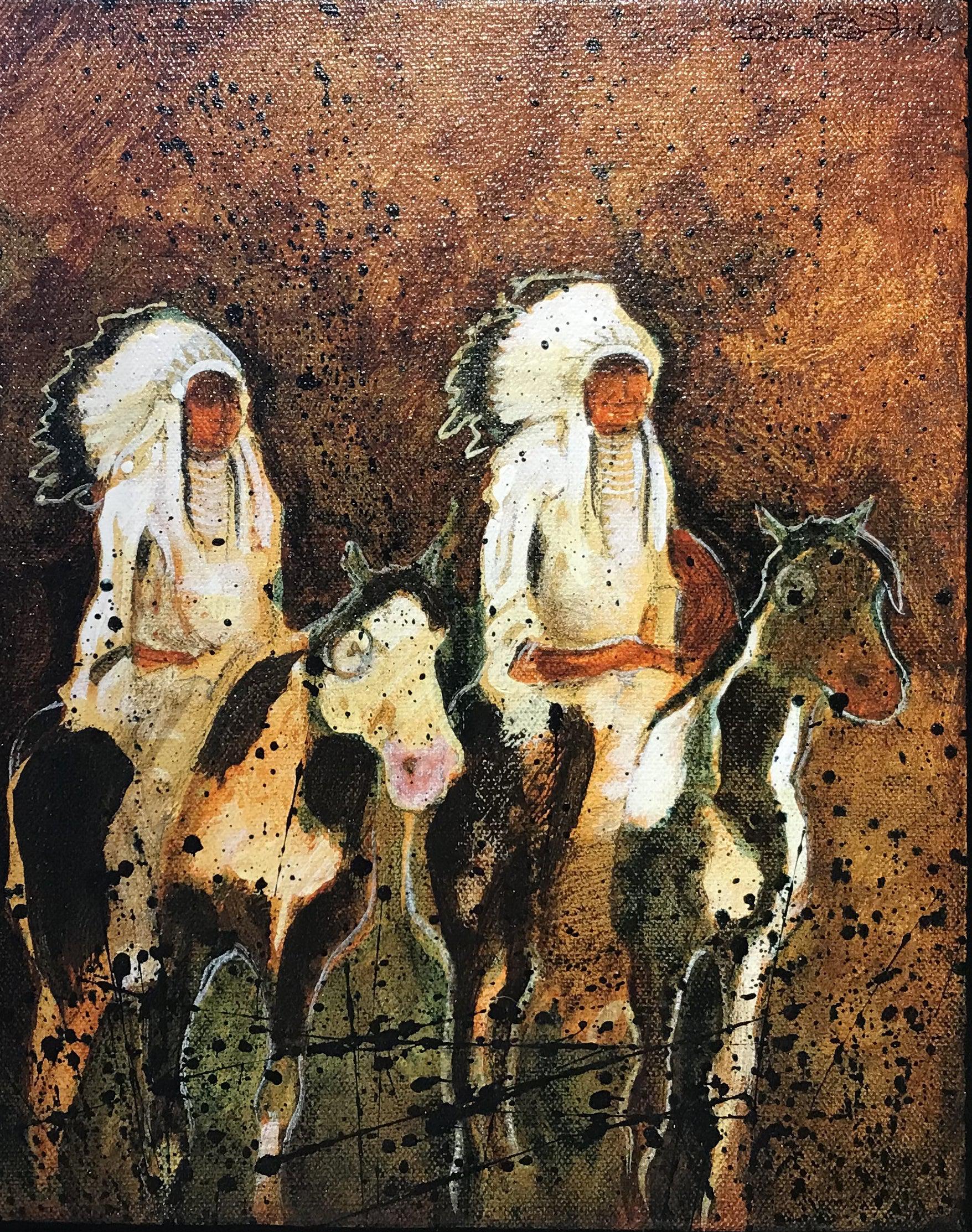 Two Indian Riders-Painting-Kevin Red Star-Sorrel Sky Gallery