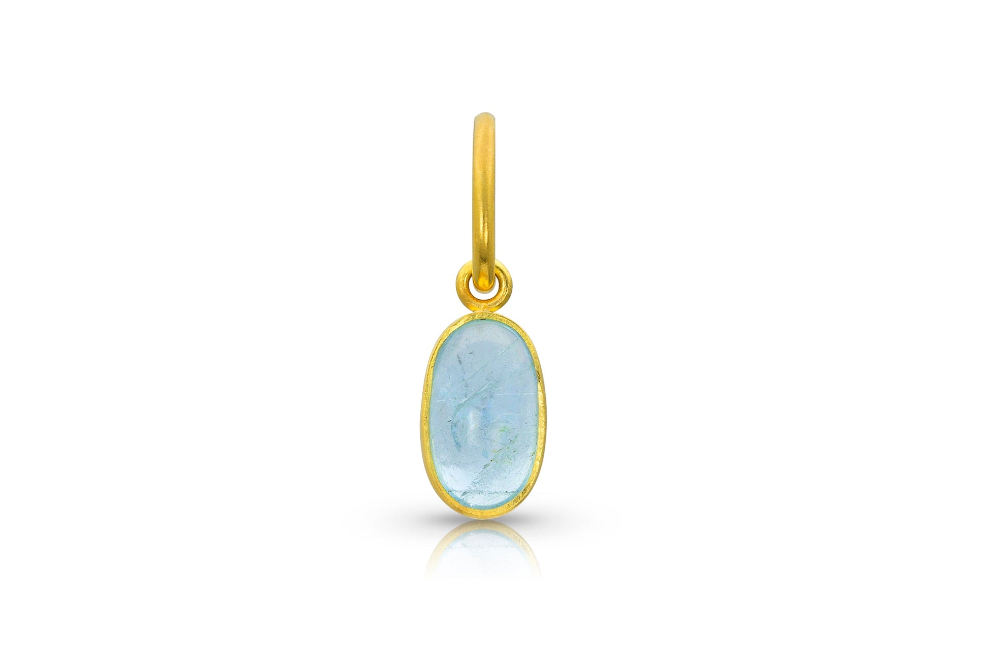 Aquamarine Mini Oval Charm Pendant-Jewelry-Loren Nicole-Sorrel Sky Gallery