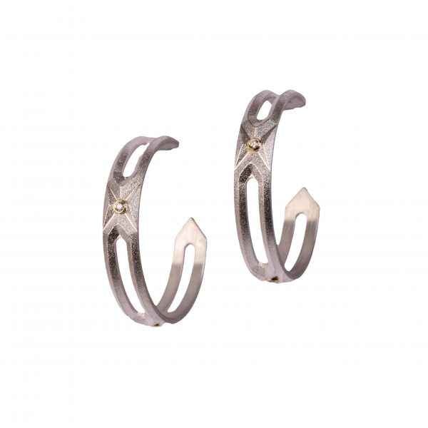 Hexagon Small Hoop Earrings with Diamonds-Jewelry-Maria Samora-Sorrel Sky Gallery