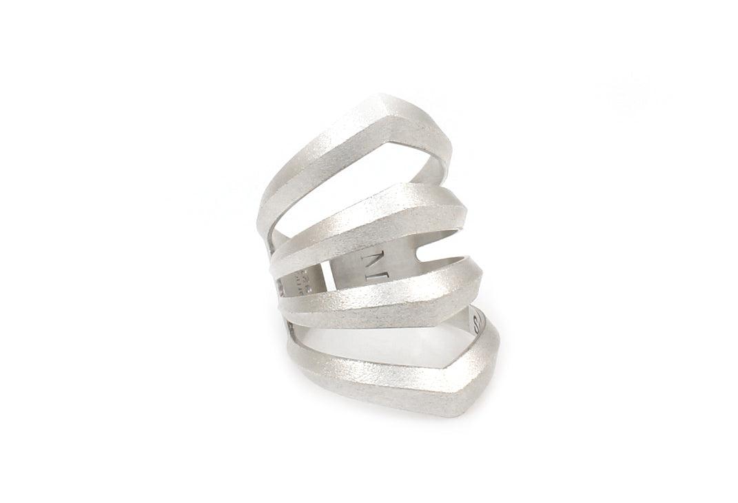 Pierced Rhomboid Ring Sterling Silver