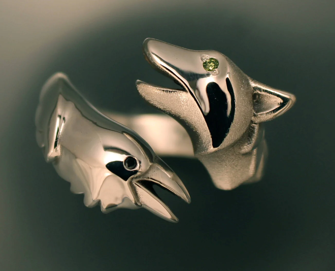 Silver Wolf and Raven Ring-Jewelry-Michael Tatom-Sorrel Sky Gallery