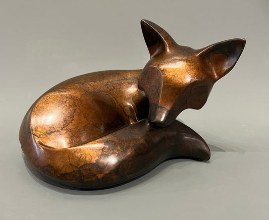 Medium Laying Down Fox Kit-Sculpture-Michael Tatom-Sorrel Sky Gallery