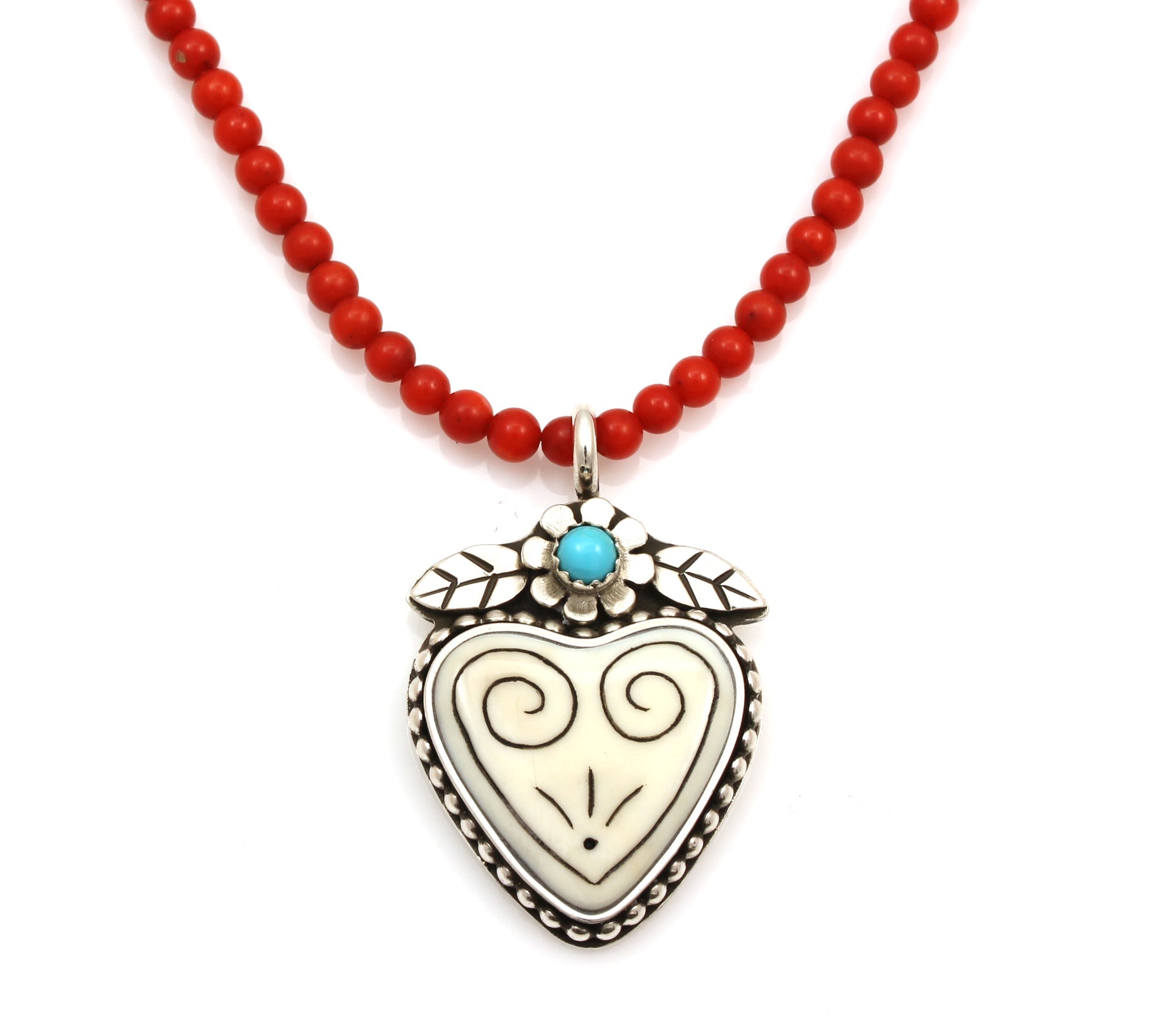 Heart Pendant on Bamboo Coral Necklace-Jewelry-Michelle Tapia-Sorrel Sky Gallery