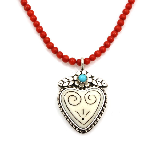 Heart Pendant on Bamboo Coral Necklace-Jewelry-Michelle Tapia-Sorrel Sky Gallery