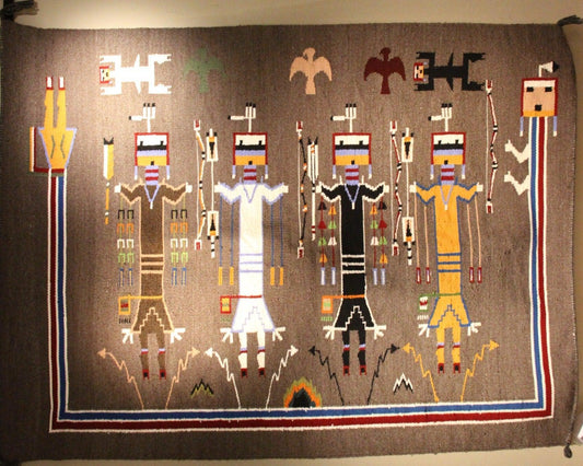 44" x 59" Yei ~ Arnold Begay-Painting-Navajo Weaving-Sorrel Sky Gallery