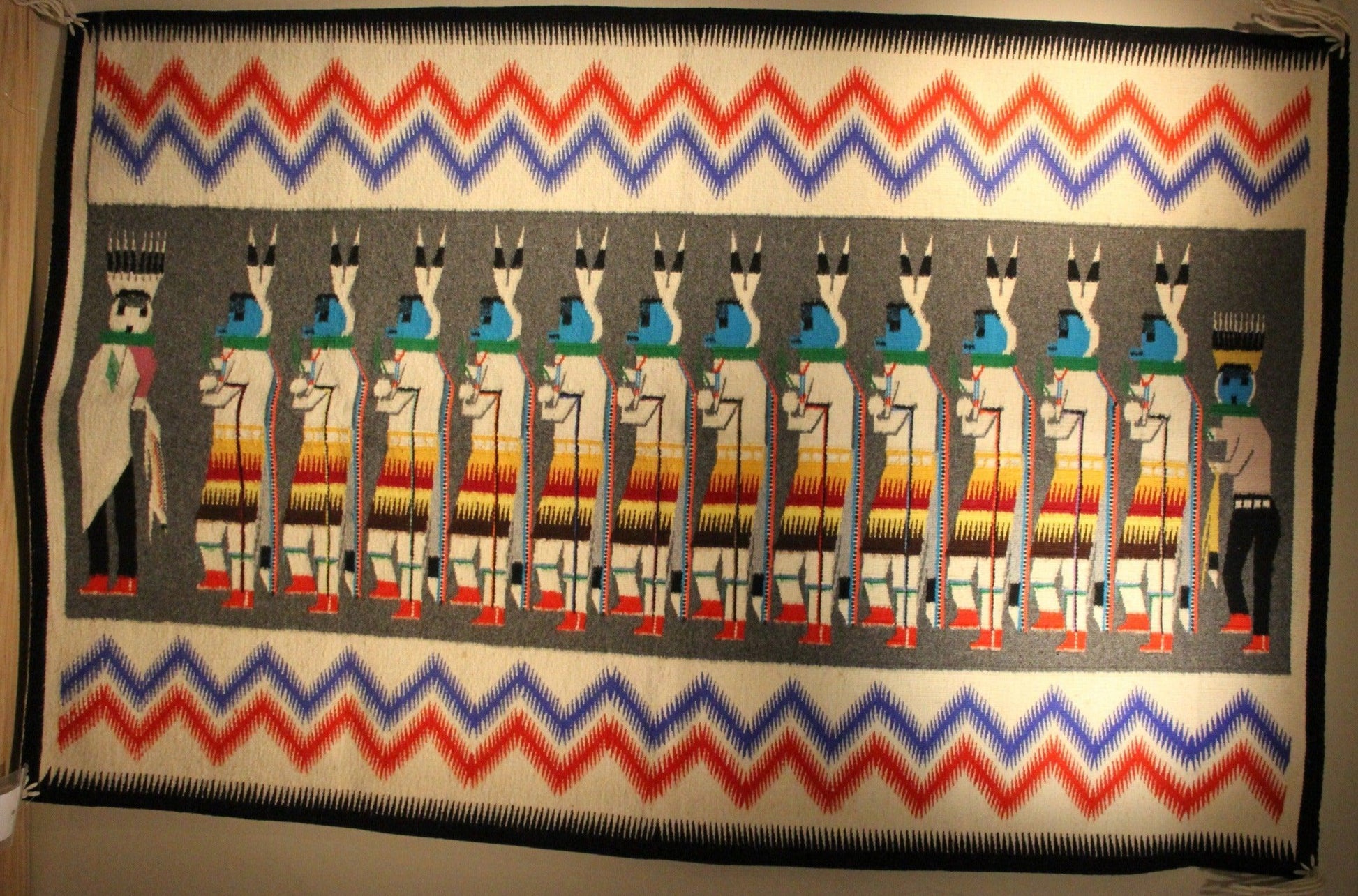 39" x 62" Yei Bi Chai Fox Dancer-Weaving-Navajo Weaving-Sorrel Sky Gallery