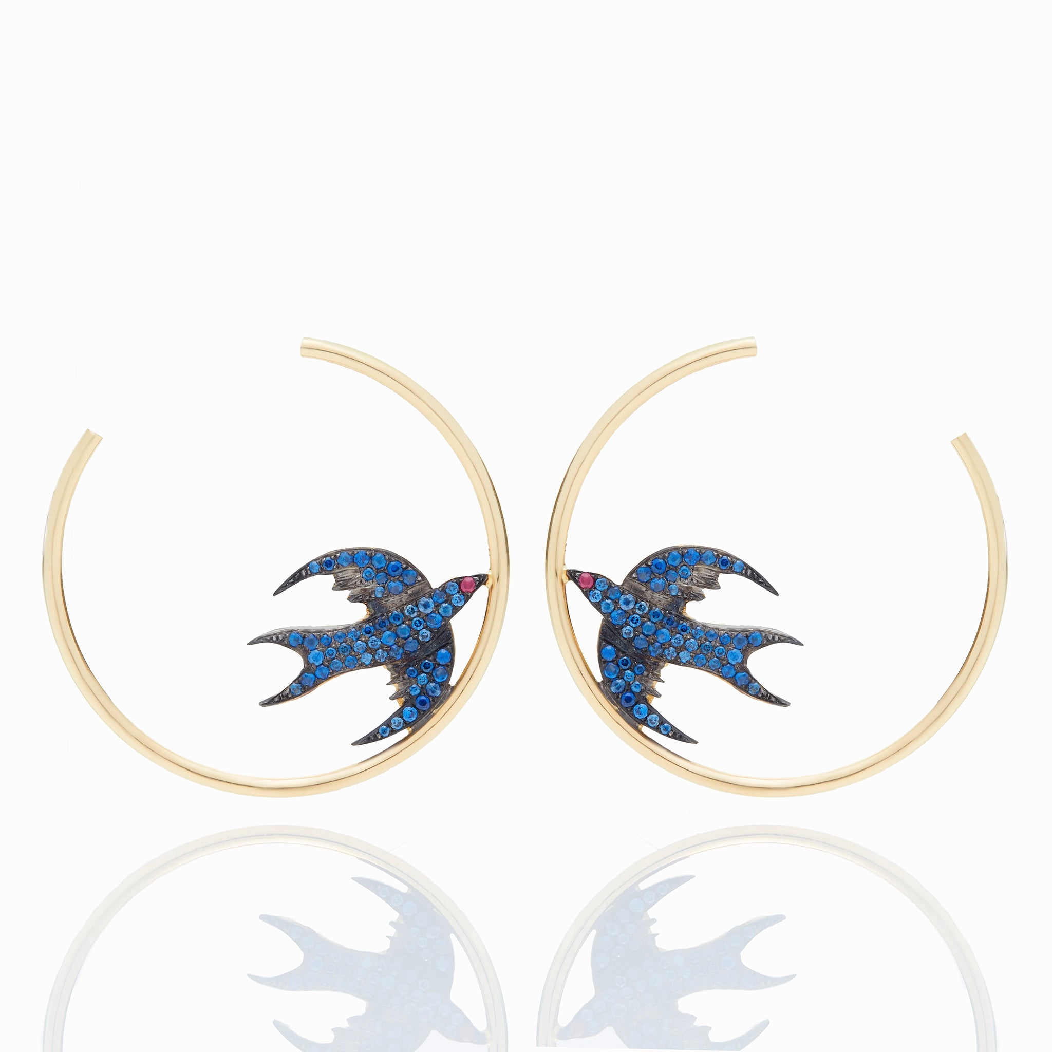 Gold bird earrings | Rock crystal earrings | Gold earrings – Exquistry