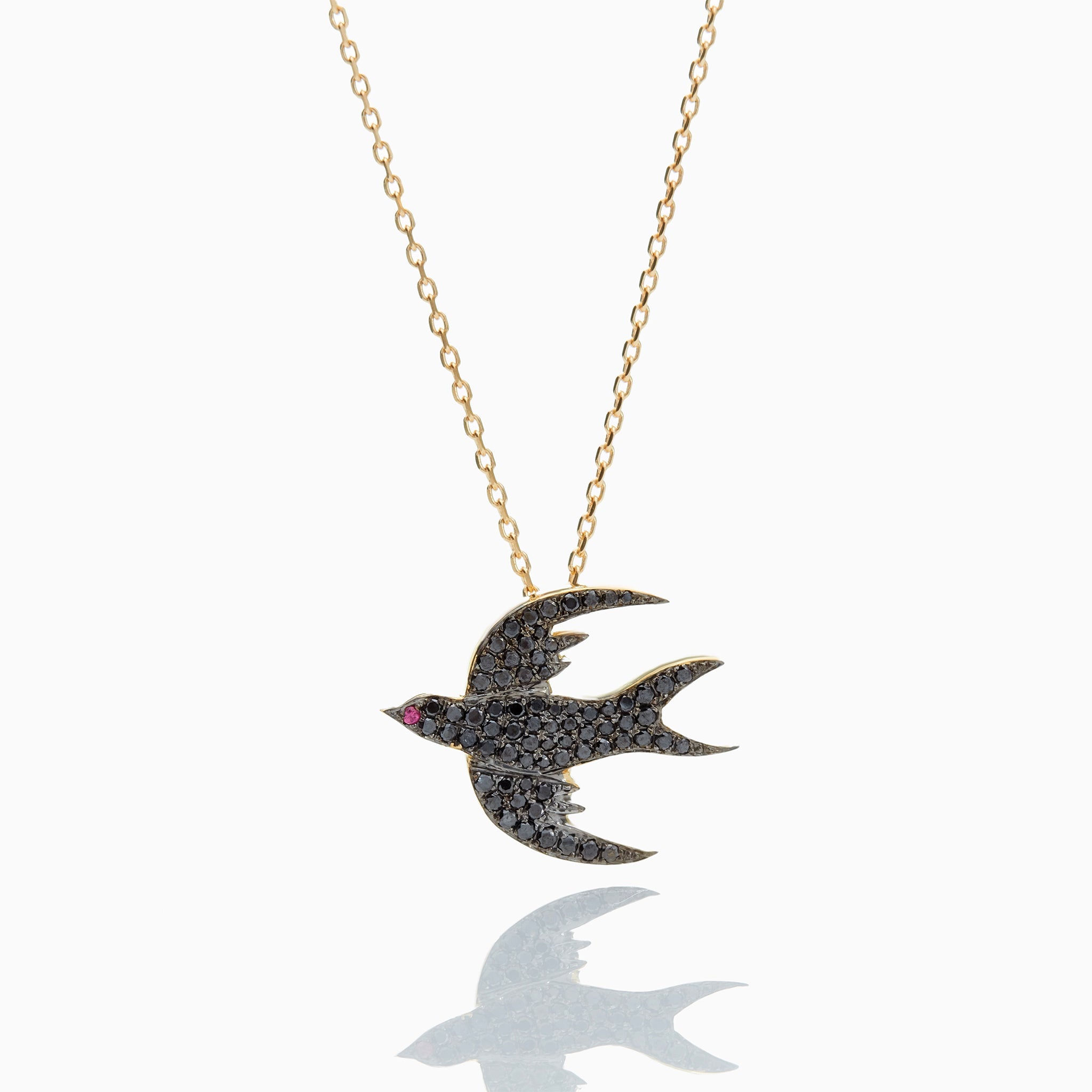 Diamond Flying Bird Necklace - Elisa Solomon Jewelry