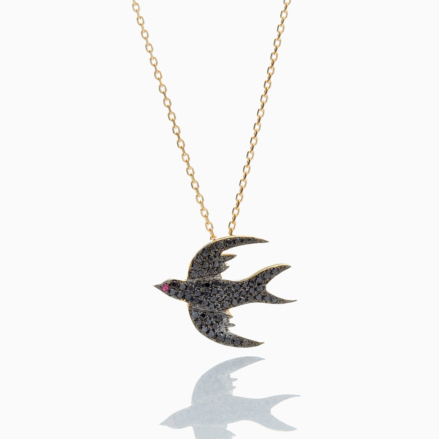 18K Gold and Diamonds Bird Necklace-Jewelry-Nayla Shami-Sorrel Sky Gallery
