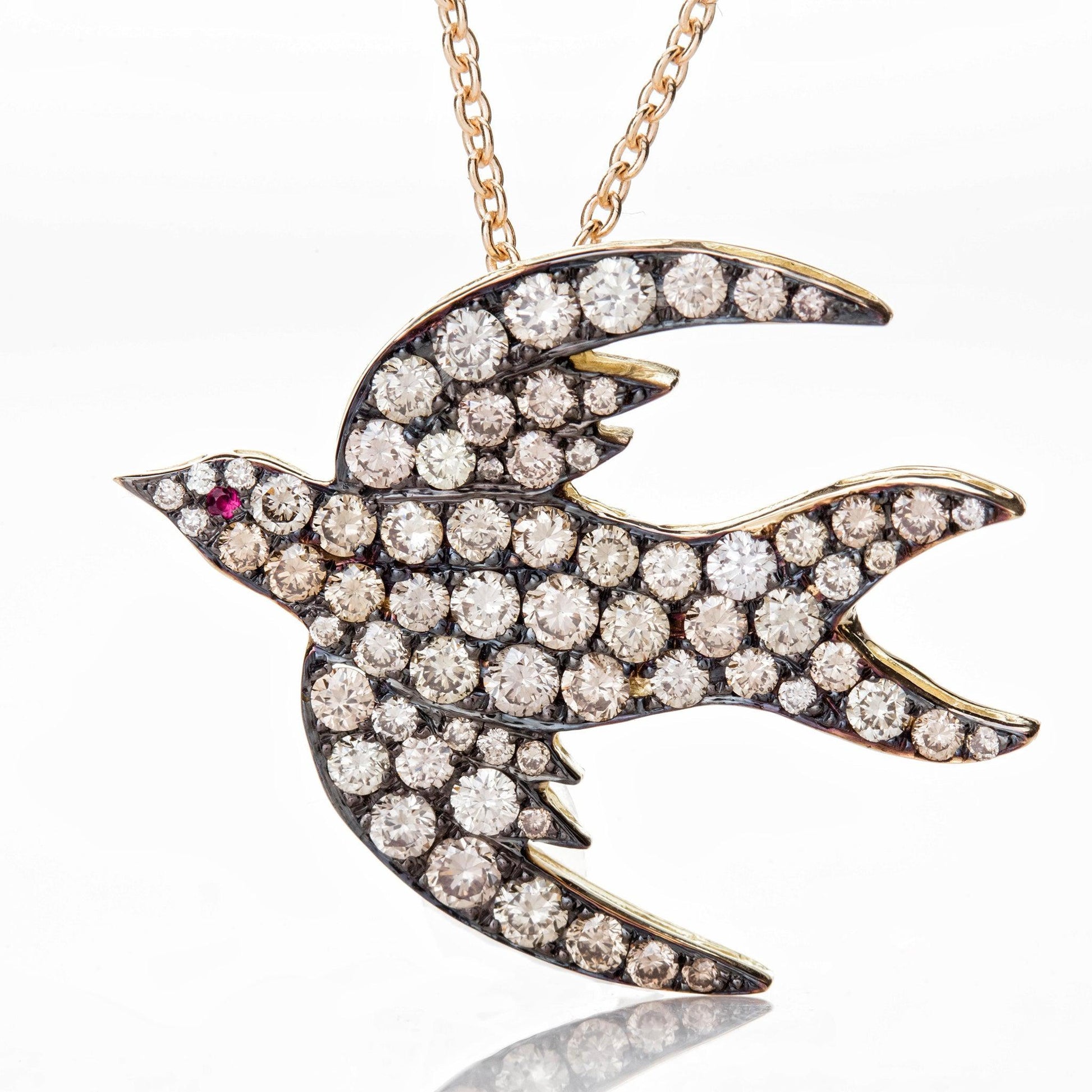 18K Gold and Diamonds Bird Necklace-Jewelry-Nayla Shami-Sorrel Sky Gallery
