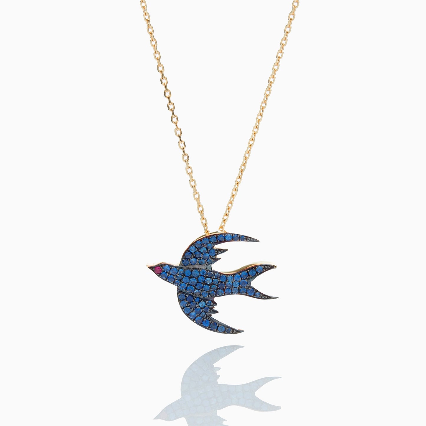 18K Gold and Sapphire Bird Necklace-Jewelry-Nayla Shami-Sorrel Sky Gallery