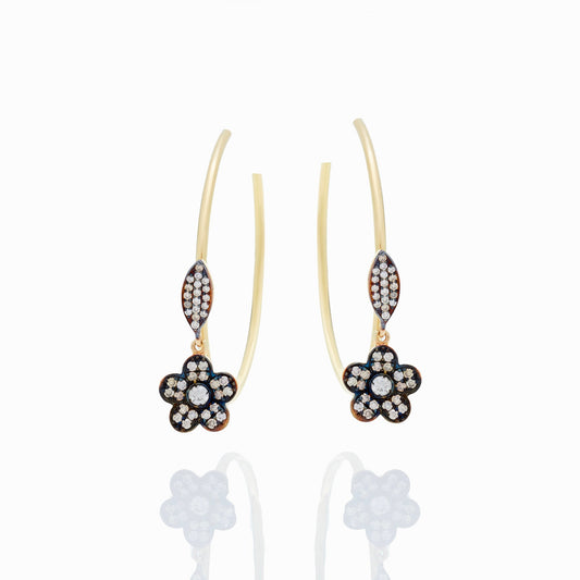Flower and Leaf Hoop Earrings-Jewelry-Nayla Shami-Sorrel Sky Gallery
