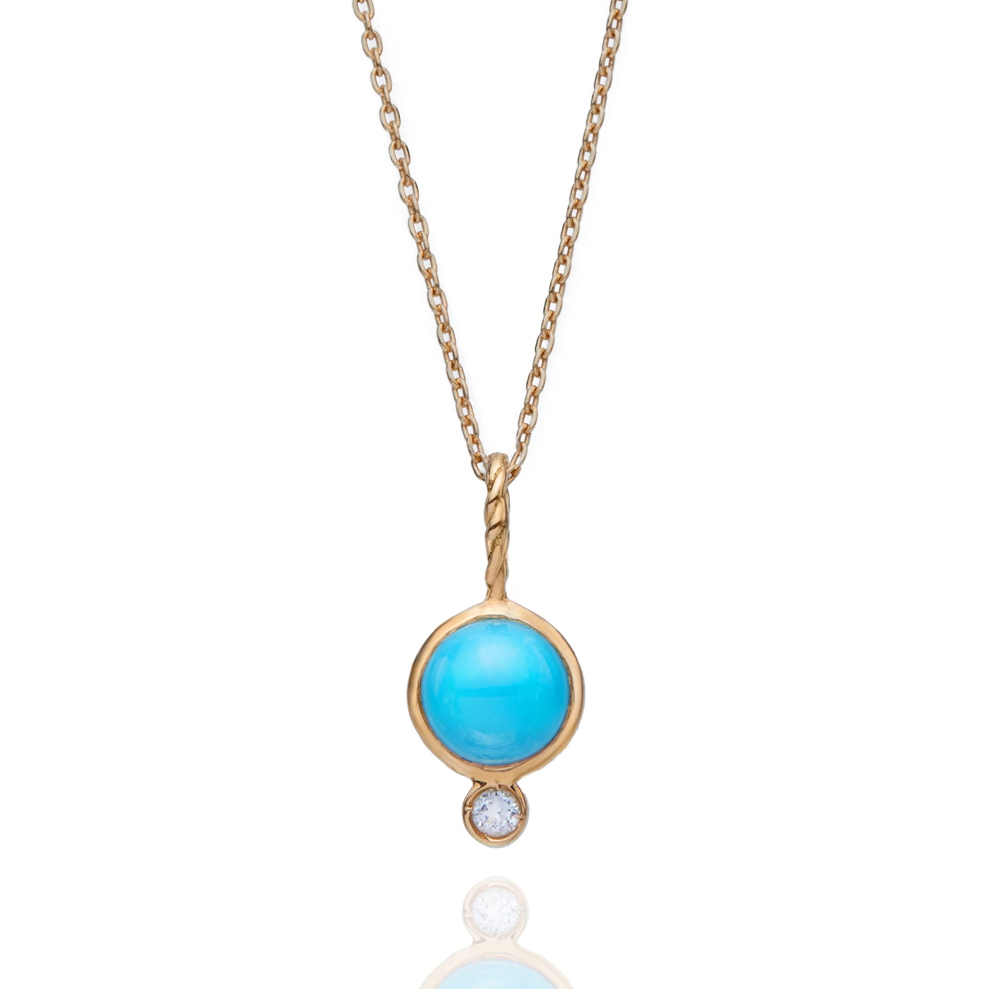 Sleeping Beauty Turquoise Cabochon Necklace-Jewelry-Nayla Shami-Sorrel Sky Gallery