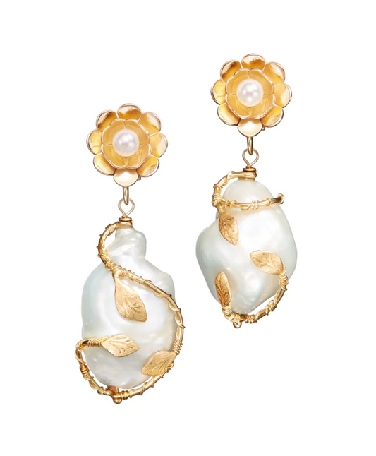 Hedera Pearl Drop Earrings-Jewelry-Of Rare Origin-Sorrel Sky Gallery