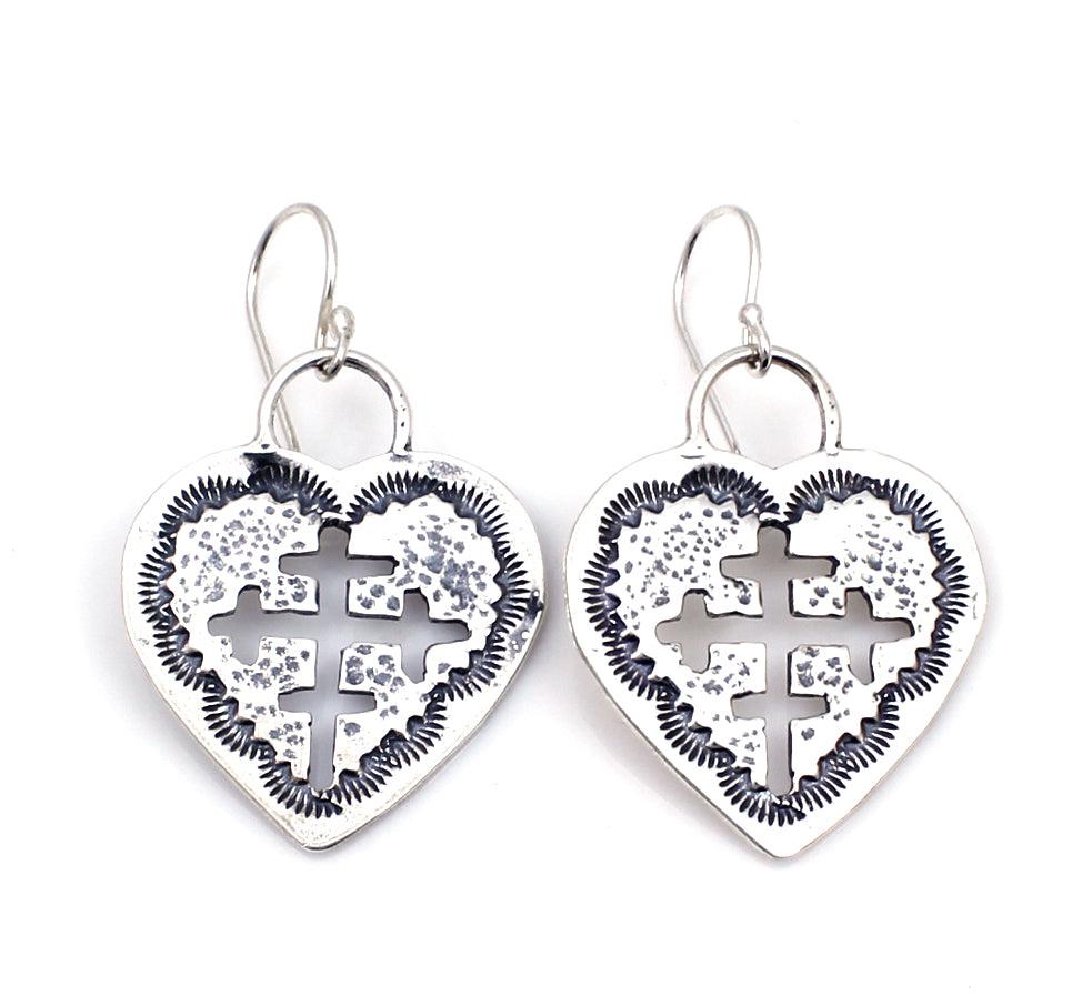 Hearts and Crosses Dangle Earrings-Jewelry-Pam Springall-Sorrel Sky Gallery