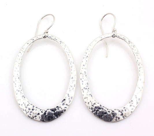 Large Hammered Oval Earrings-Jewelry-Pam Springall-Sorrel Sky Gallery