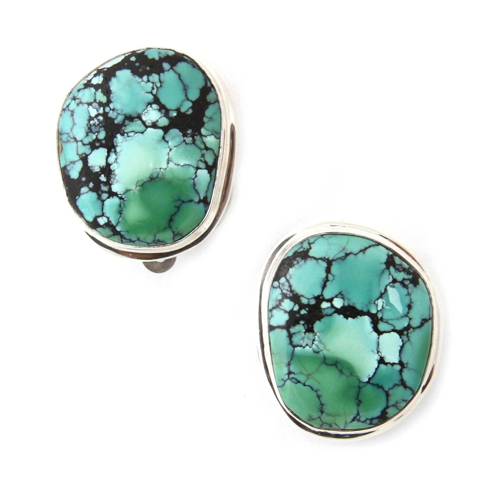 China Mountain Turquoise Clip Earrings-jewelry-Pam Springall-Sorrel Sky Gallery