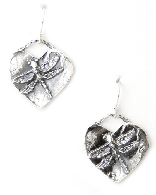 Heart With Dragonfly Earrings-jewelry-Pam Springall-Sorrel Sky Gallery