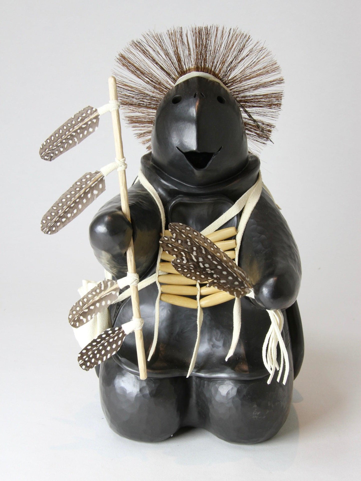 Large Koshare Storyteller/ Turquoise Corn-Sculpture-Randy Chitto-Sorrel Sky Gallery