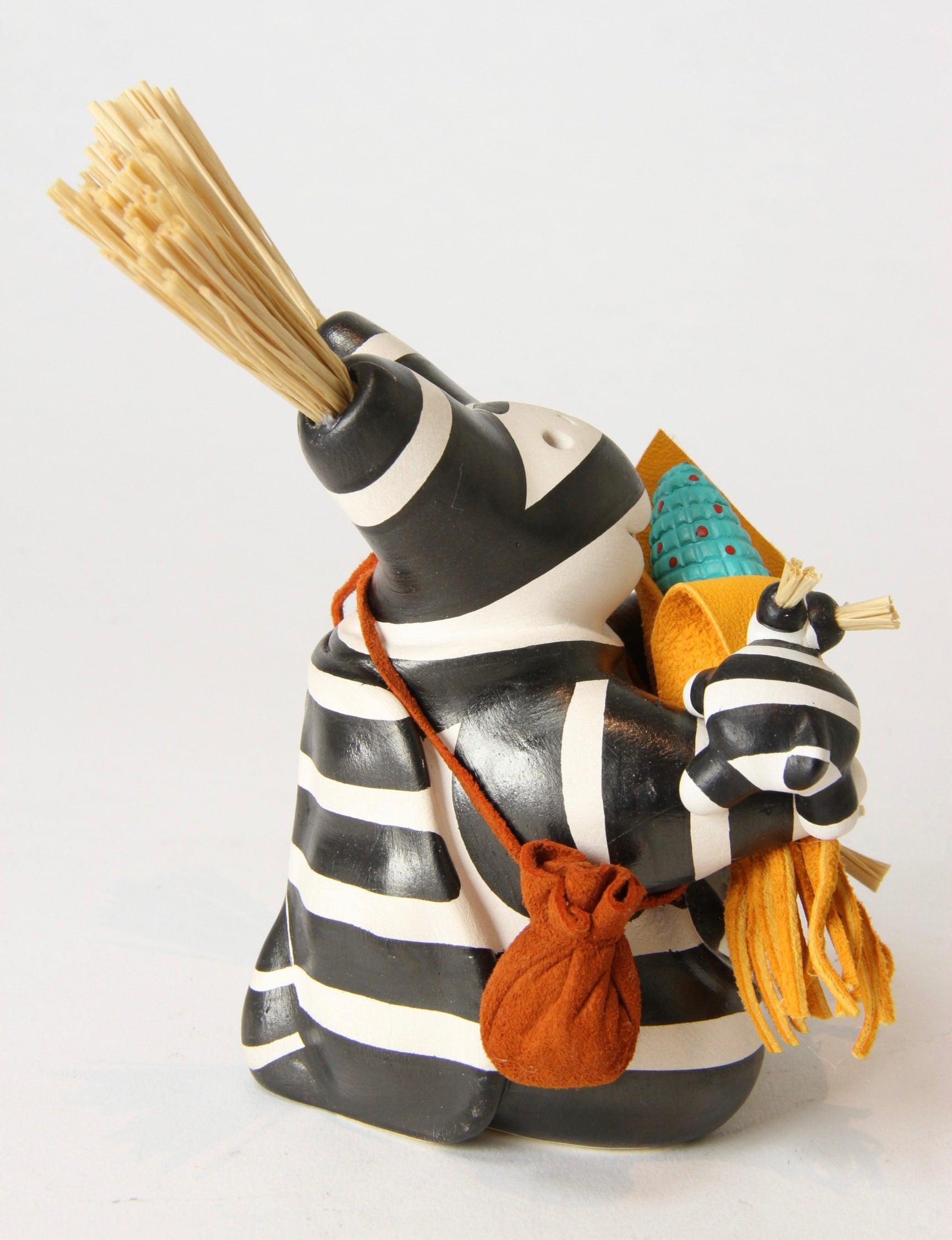 Mini Koshare with Turquoise Corn-Sculpture-Randy Chitto-Sorrel Sky Gallery