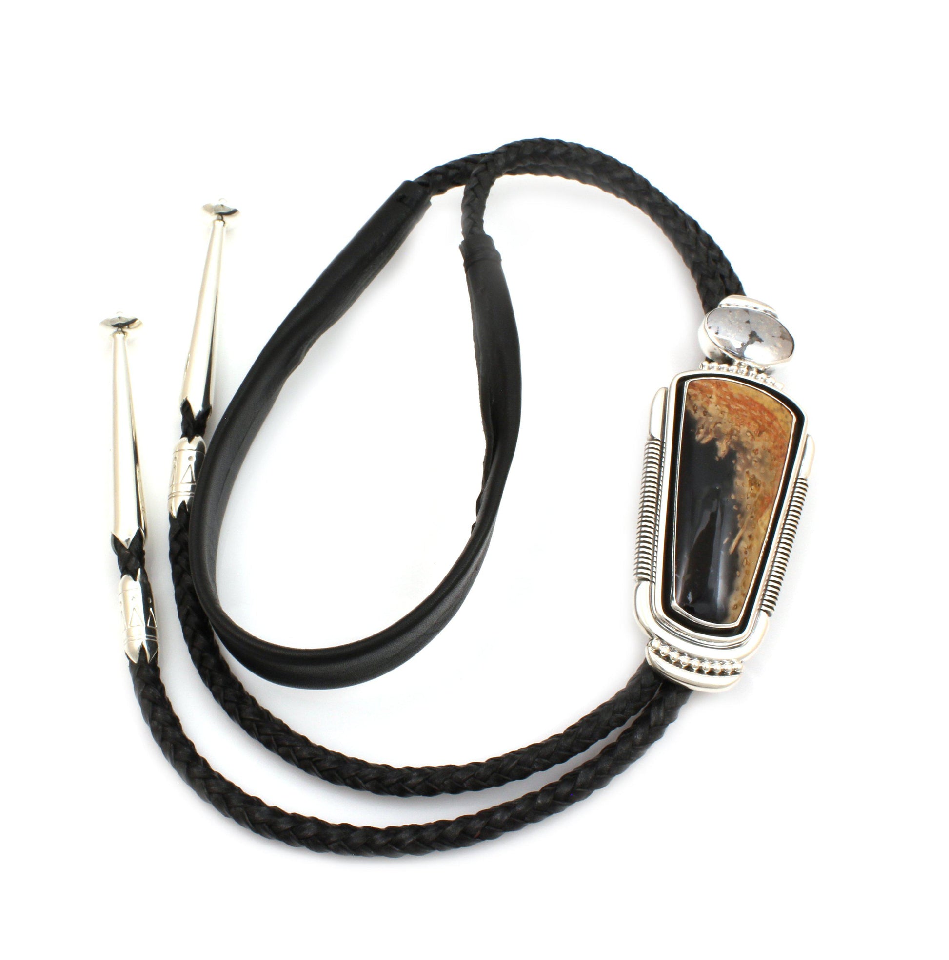 Fossilized Palm Wood and Silver Ore Bolo Tie-Jewelry-Ray Tracey-Sorrel Sky Gallery