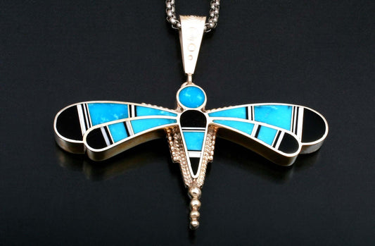 Inlay Dragon Fly Pendant Turquoise-Jewelry-Ray Tracey-Sorrel Sky Gallery