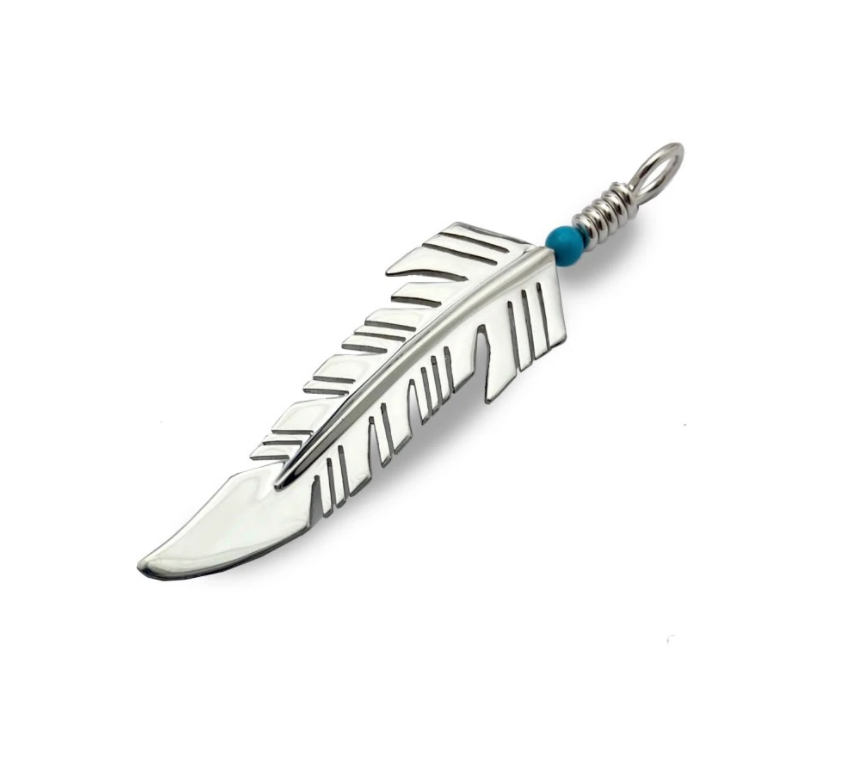 Large Horizon Eagle Feather Pendant with Turquoise-Jewelry-Ray Tracey-Sorrel Sky Gallery